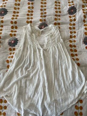 We The Free White Smocked V-Neck Tank